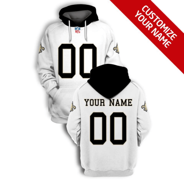 Men's New Orleans Saints Active Player Custom 2021 White Pullover Hoodie